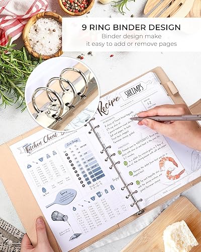 Vista 3 de molekaus Libro de Recetas, Libro de Recetas en Blanco para Escribir tus Propias Recetas, Cuaderno de Recetas para Cocina Familiar, Tapa Dura Beige