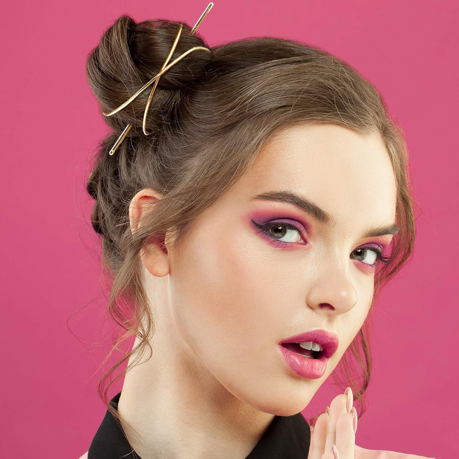 3 Pieces Hair Bun Clip Set, Includes Feather Hair Cuff Bun, X Shaped Hair Cuff Bun and Round Top Hair Cuff Bun Hair Stick Hair Bun (Gold) : Beauty & Personal Care