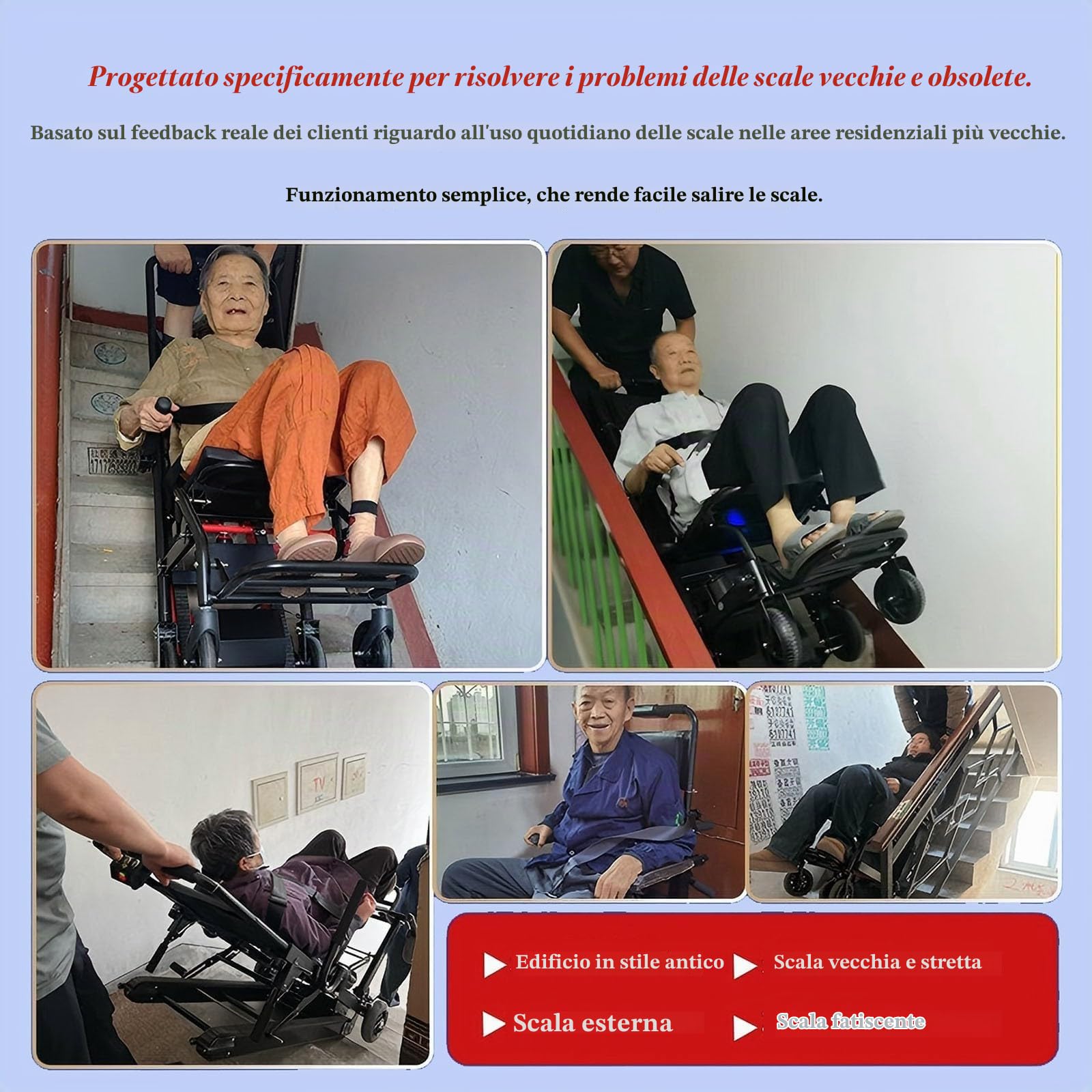 Carrello Saliscale Elettrico Cingolato,Carrello Saliscale Elettrico Per Sedia A Rotelle,Telaio Che Può Salire E Scendere Le Scale,Capacità Di Peso 250 Kg/551 Libbre Black 13ah