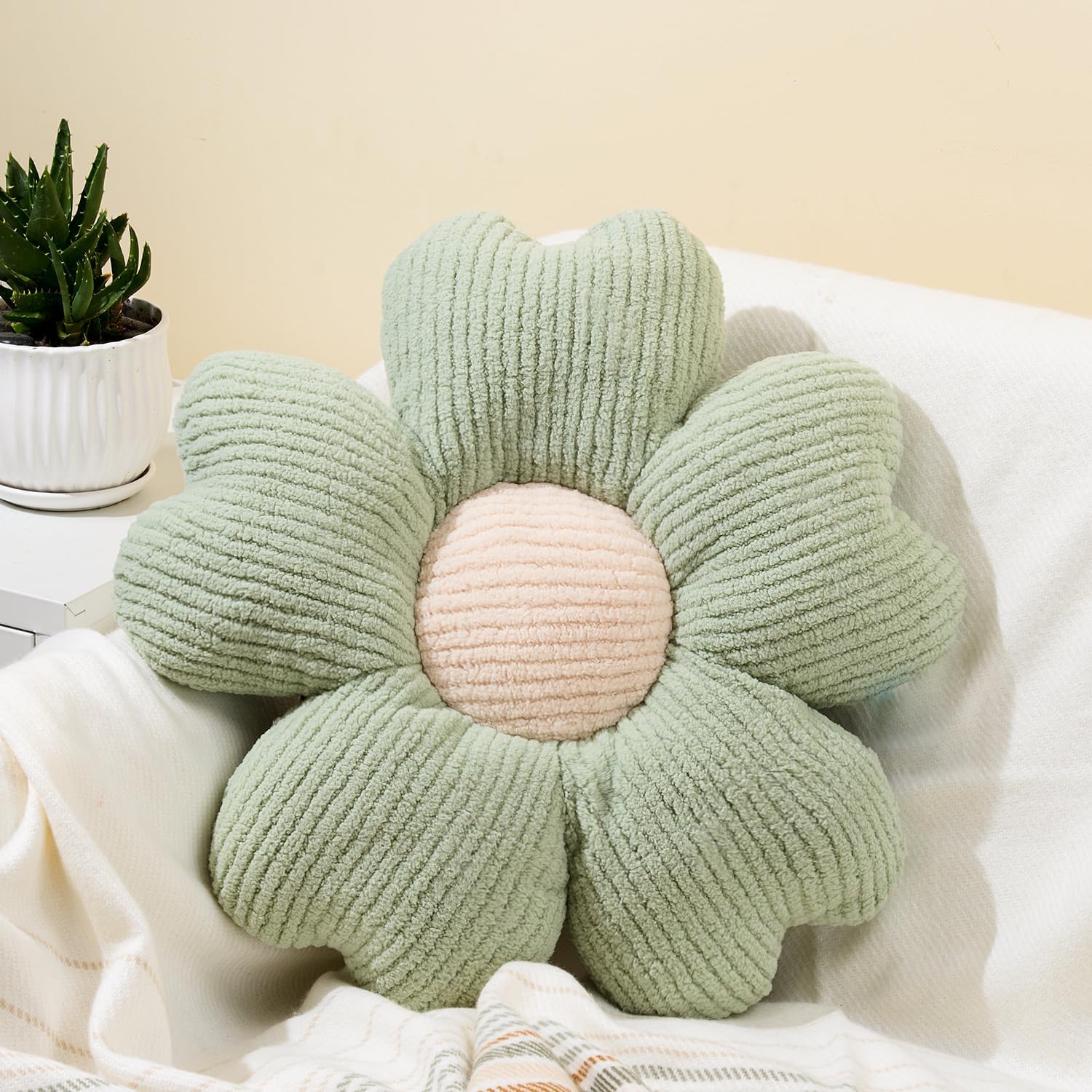 Sioloc Flower Throw Pillow,Floor Cushion, Seat Cushion, Cute Flower Pillow, Aesthetic Pillow as Room Decor