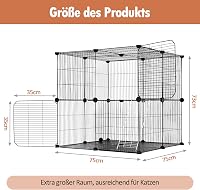 MYOYAY Kültéri Nagy Macska Ketrec 75x75x73 cm - 2 Szintes Fém Kifutó, Fekete, Hordozható, Szétszerelhető, Erkélyre és Kertbe 2