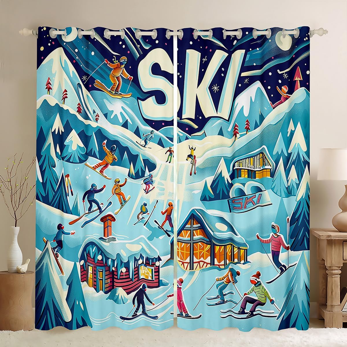 Taekwondo Kids Window Curtains,Stars Geometric Dots Abstract Kung Fu Window Drapes for Girls Boys,Martial Art Sport Game Modern Pink Girly Window Treatments Grommet Top 2 Panel Set,38Wx45L inch