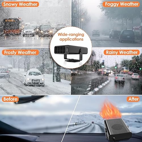 Miniatura 4 de Calentador de coche de 200 W, calentador portátil de automóvil de 12 V que se conecta al encendedor de cigarrillos, calentador eléctrico para