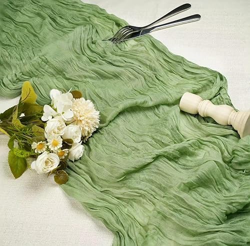 Miniatura 2 de 12 piezas de camino de mesa de gasa de terracota de 13 pies, camino de mesa de gasa bohemia de 160 pulgadas de largo para Navidad, boda, novia, baby