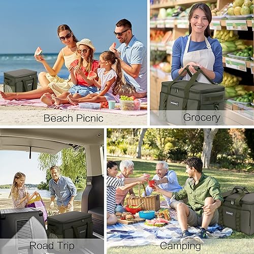 Miniatura 4 de Bolsa térmica con aislamiento suave, plegable, enfriadores de viaje grandes, enfriadores de lados suaves, hieleras a prueba de fugas, impermeable