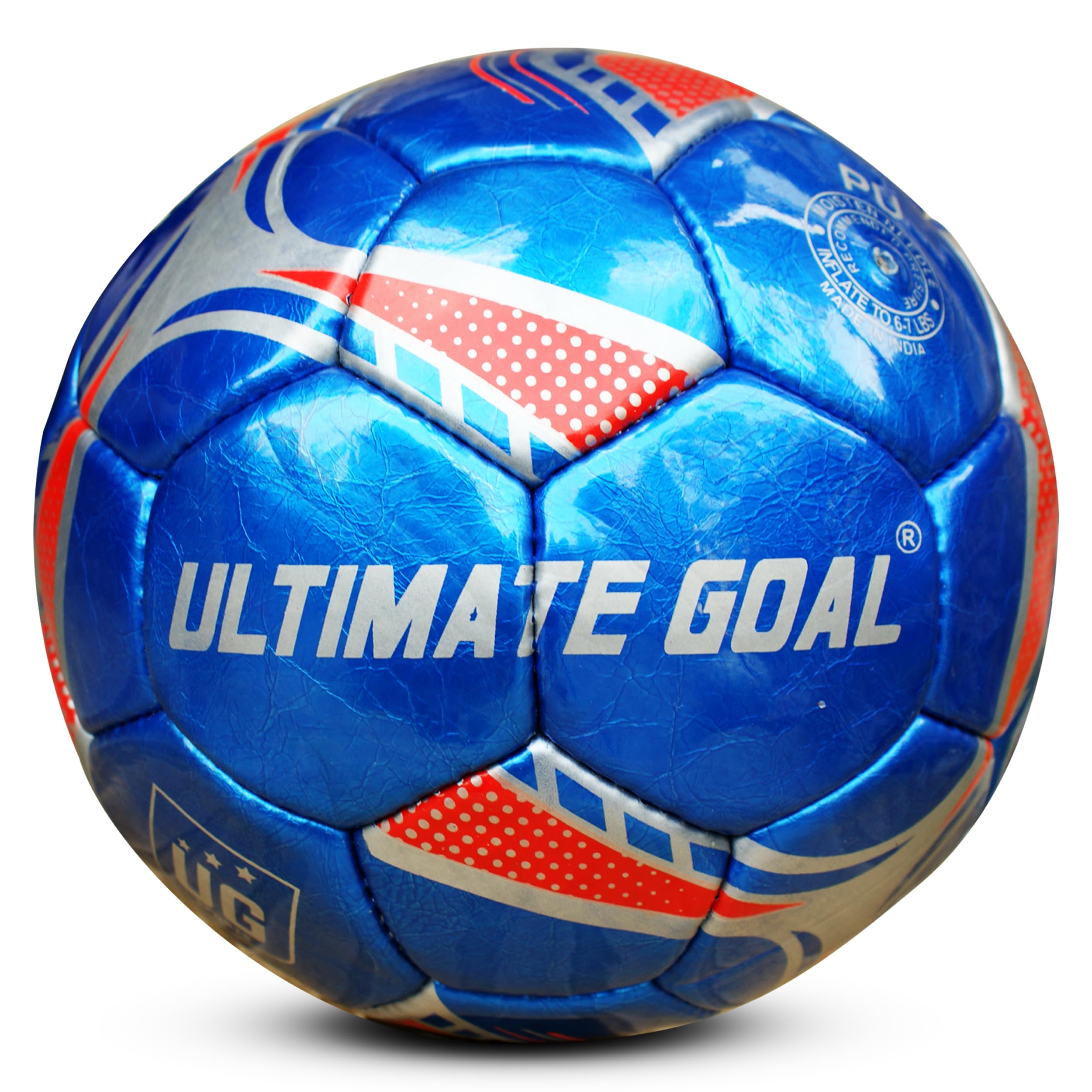 UG Sports Hand Stitched Football | Professional Training & Match Soccer Ball for Adults & Youth | PU Blue Shining Football Size-5-image-42