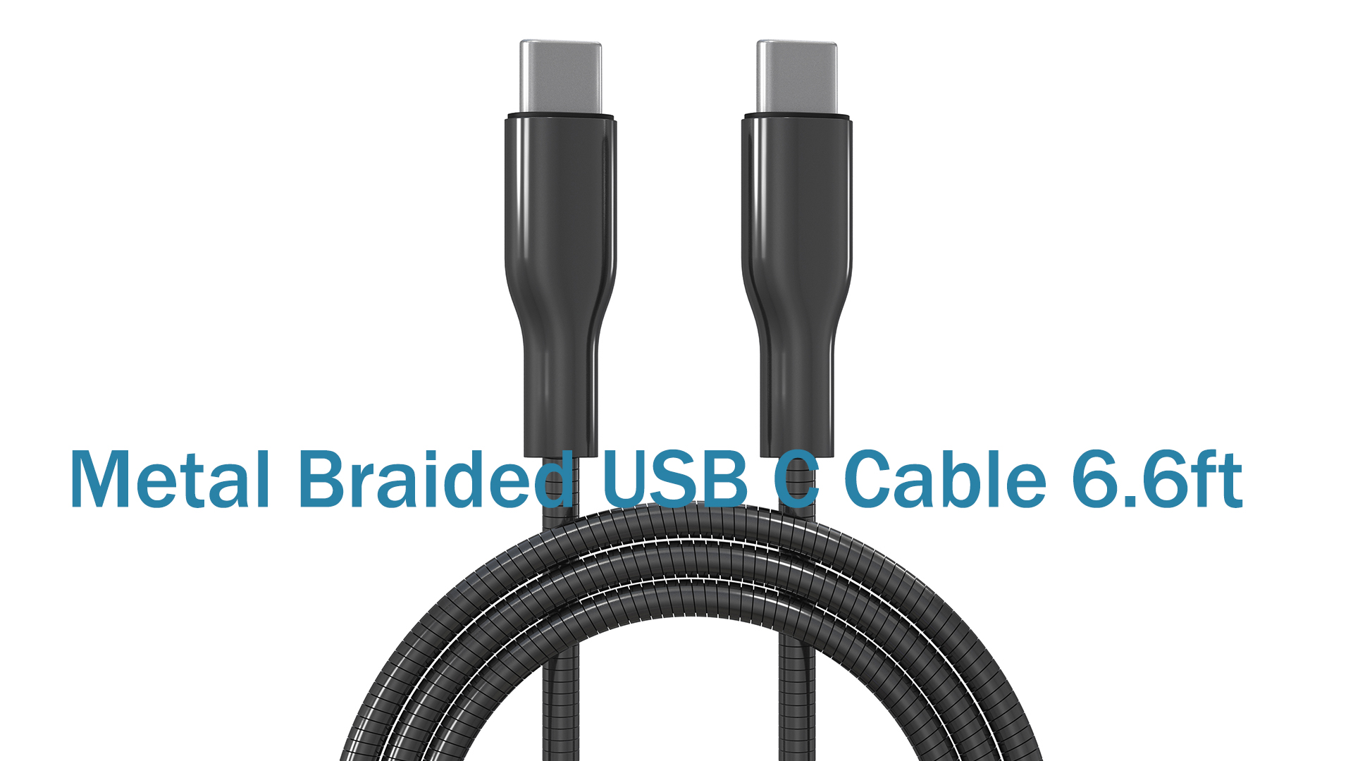 Image of Metal Braided USB-C to USB-C Cord Chew Proof - 6.6ft 60W PD Fast Charging & Data Sync, Stainless Steel Indestructible Cat Dog Chew Proof Charger Cord for iPhone 16 15, Galaxy, Pixel, PS5