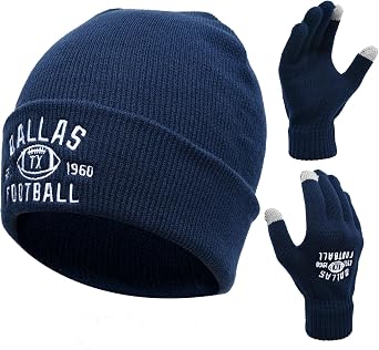 Vintage Classic Skull Cap Embroidery Beanie Fasion Hat Cuffed Winter Hat Knit with Warm Gloves Gifts for Men Women Fans