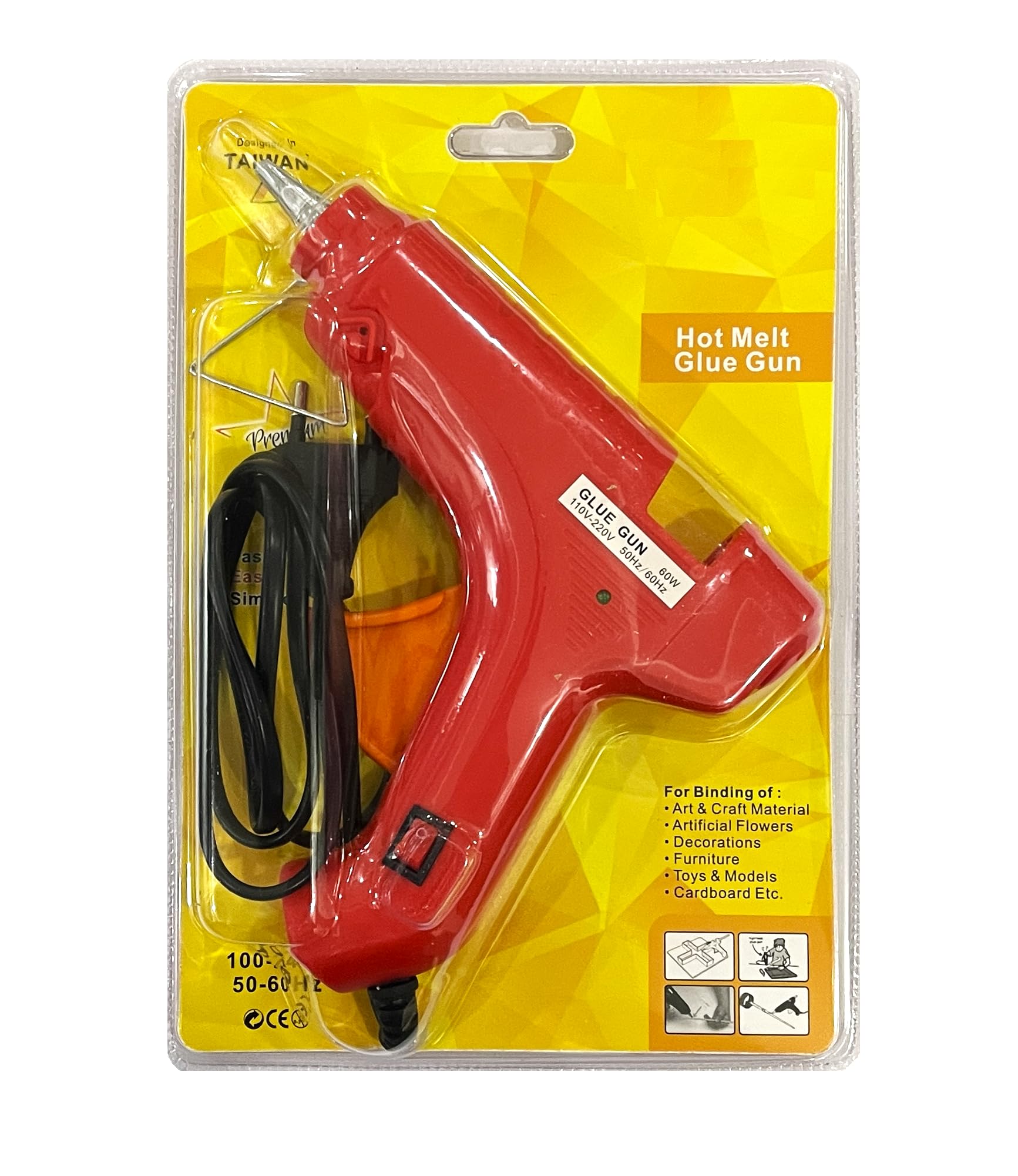 Definite Hot Melt Glue Gun with Switch & Stand for Binding Art Craft Decorations Furniture Toys Models (60 W Glue Gun for Home & Office) (Red)