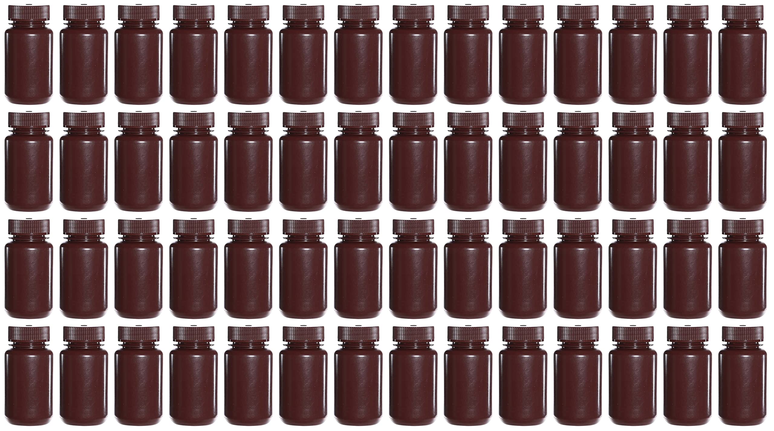 Reagenzflaschen aus PP-Kunststoff, mit Kappen, 125 ml, bernsteinfarben, 56 Stück