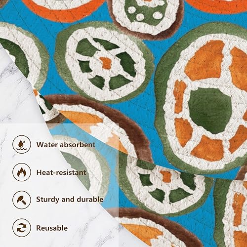 Miniatura 3 de 3 Pcs Pot Holders Trivets Set Ethnic Traditional Ornamental Geometric for Hot Pots and Pans 15in Cotton Thread Weave Heat Resistant Pad Holder for