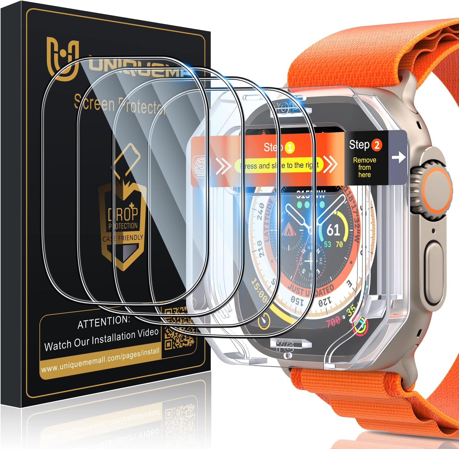 UniqueMe Compatible for Apple Watch Series 9/8/7 Screen Protector 45mm