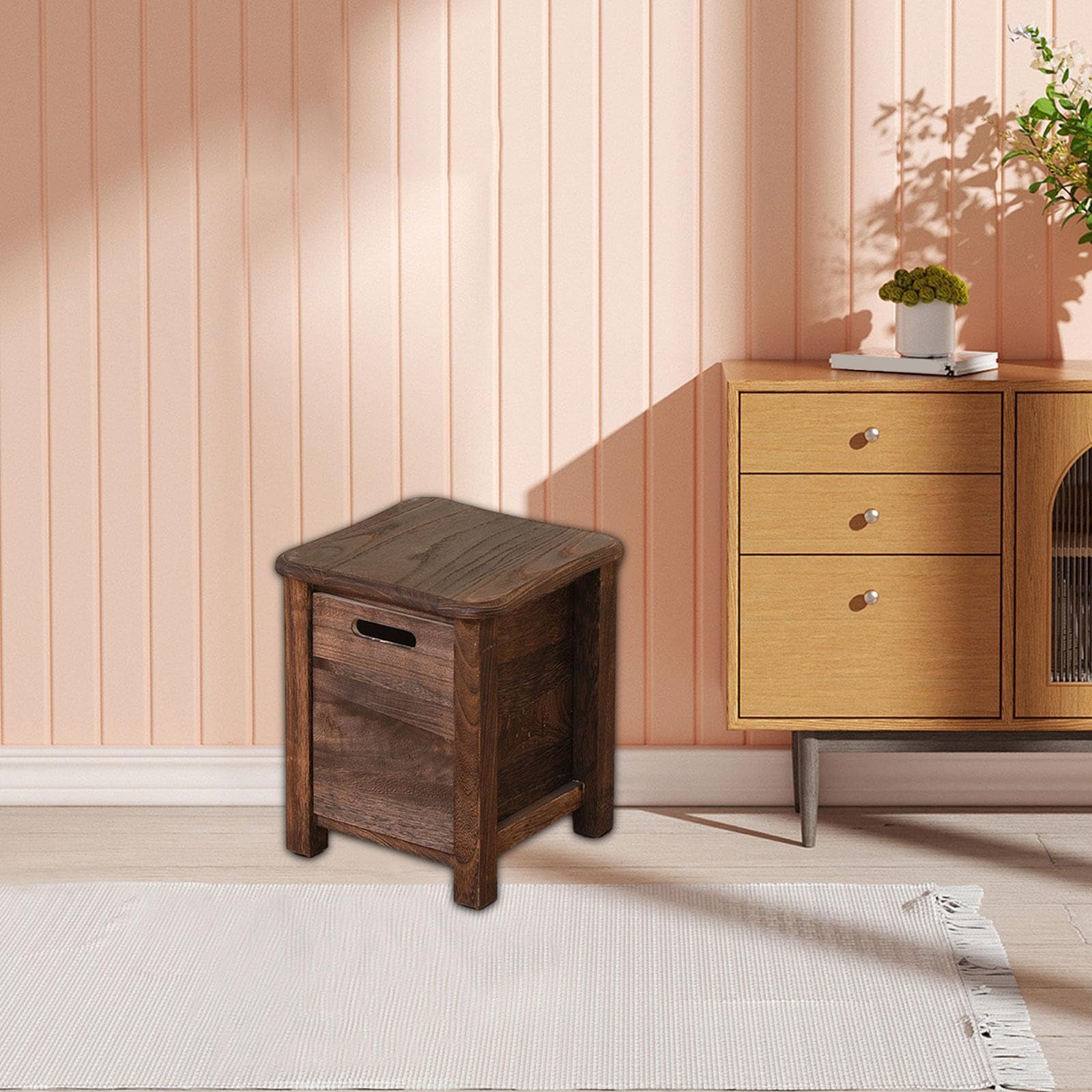 Taburete Redondeado para Cambiar Zapatos, pequeño Taburete de para | con almacenamiento, versátil para cualquier habitación. Mueble estable para cambiar zapatos, oficina, apartamento,