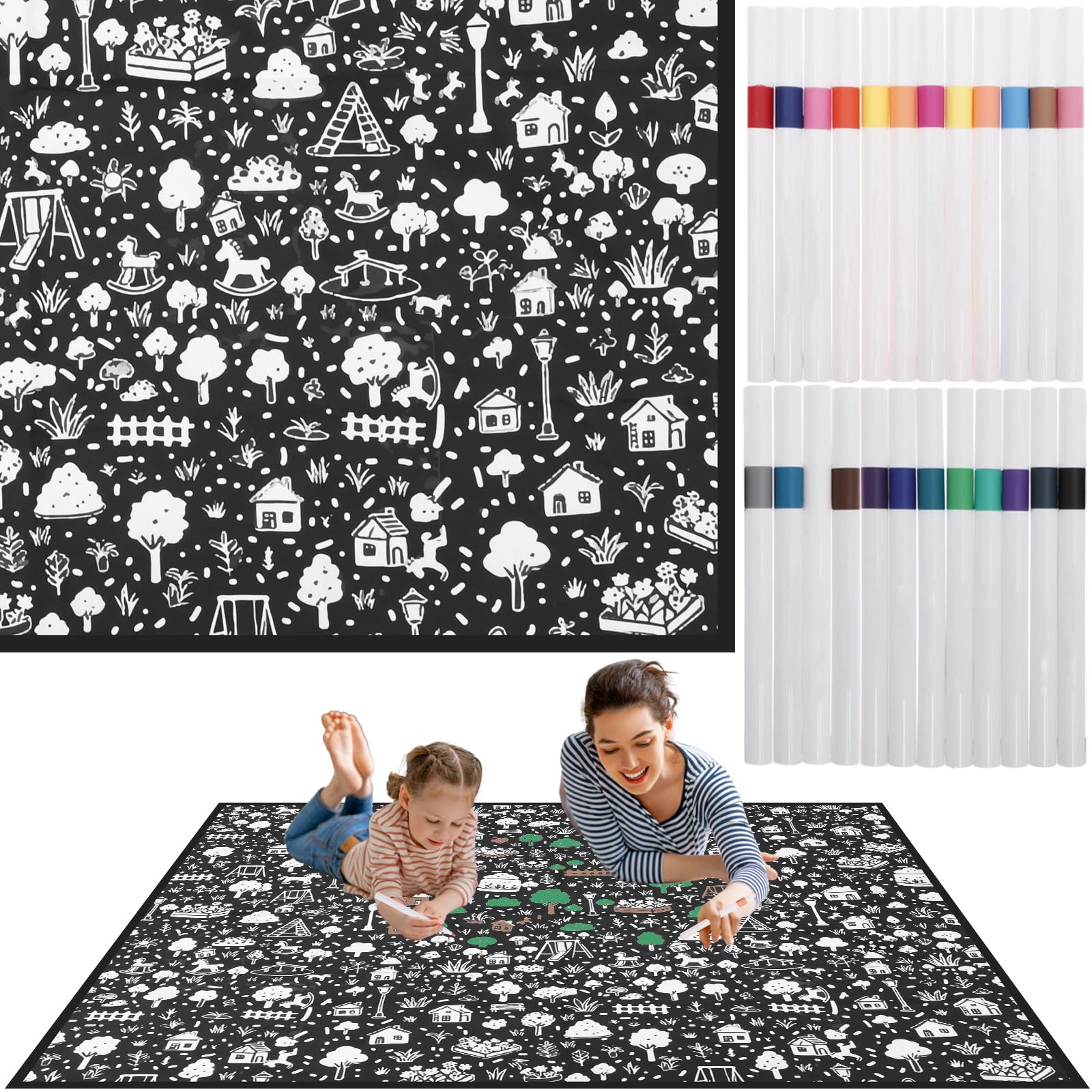RHAIQBVC DIY Colouring Blanket for Adults, Color Your Own Fleece Throw Blanket with 24 Color Markers, Creative Personalized Drawing Art Project,Soft Cozy Home Sofa Decor Gift,120 * 150CM(B)