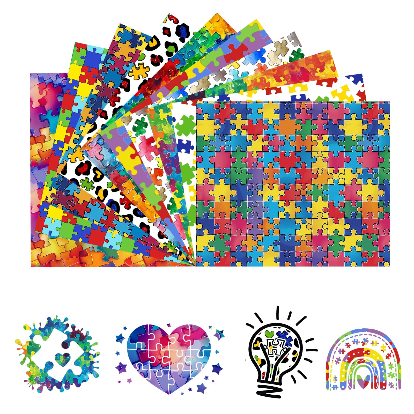 Tintnut Puzzle Pattern Ron on Vinyl HTV Heat Transfer Vinyl 10pcs 12x10in