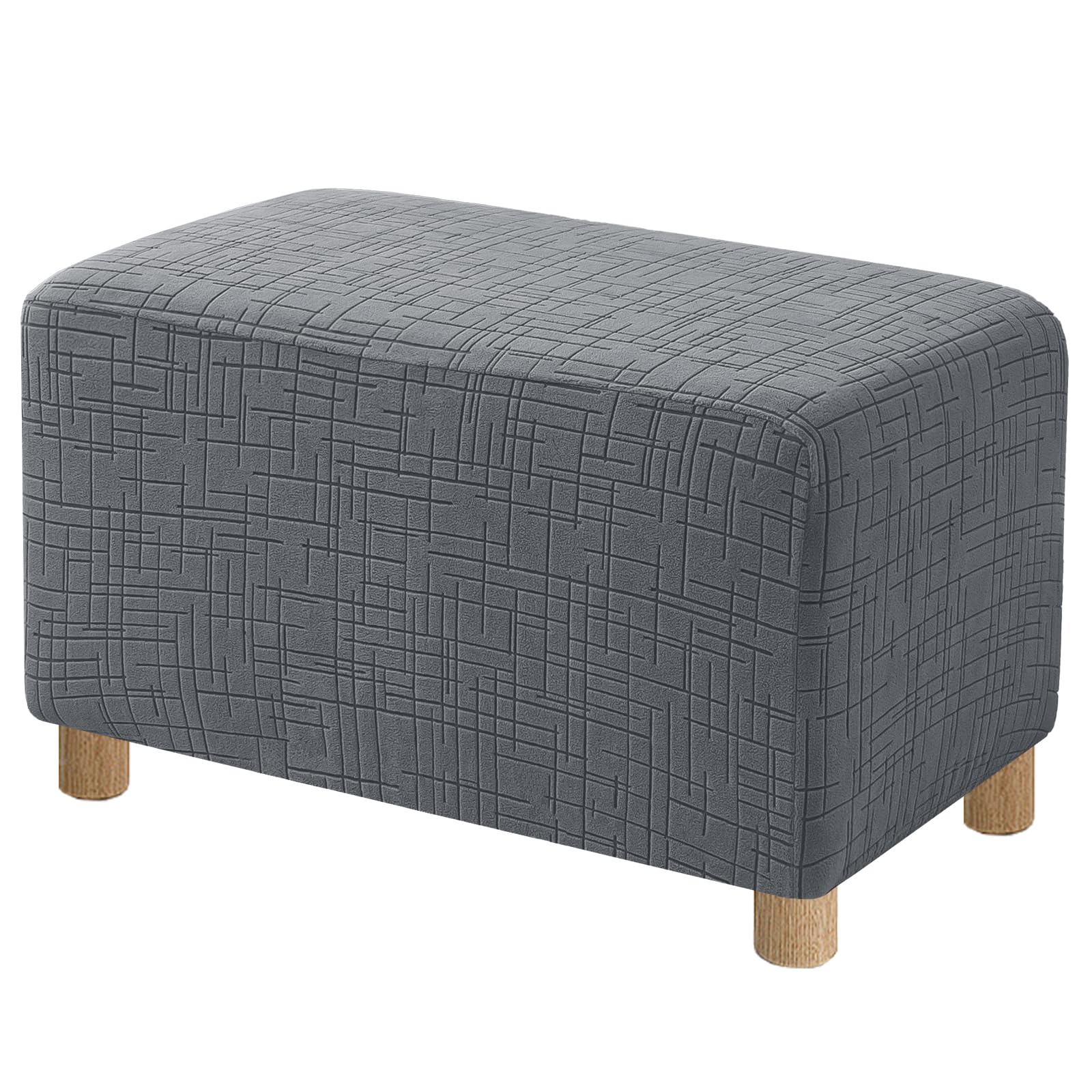High Stretch Ottoman Cover Rectangular (Large, Light Gray