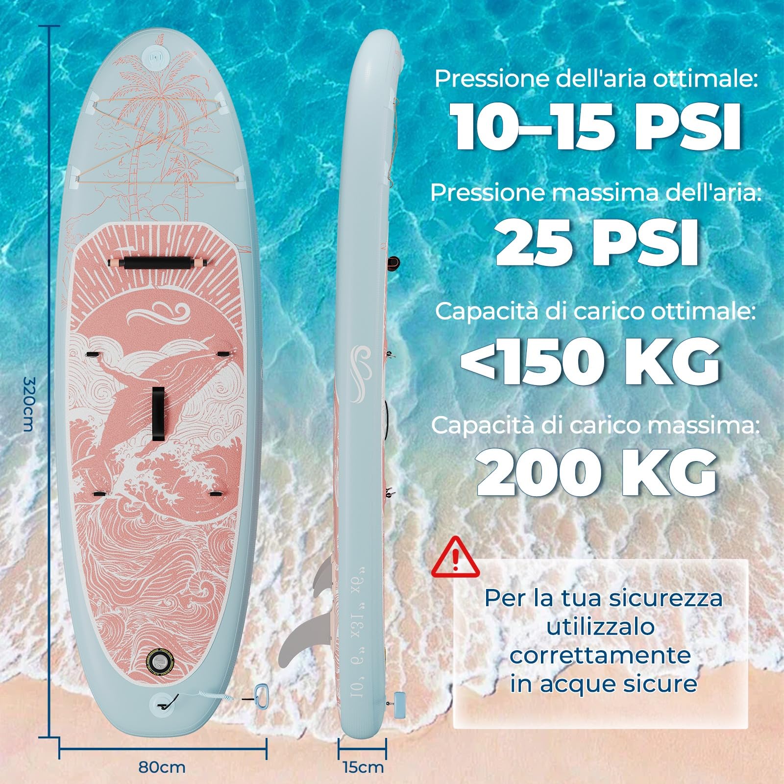 Devoko Tavola SUP Gonfiabile 330cm | Sup 2-in-1 con Sedile Kayak & Accessori, 130kg Max - Ideale per Surf, Pesca, Yoga