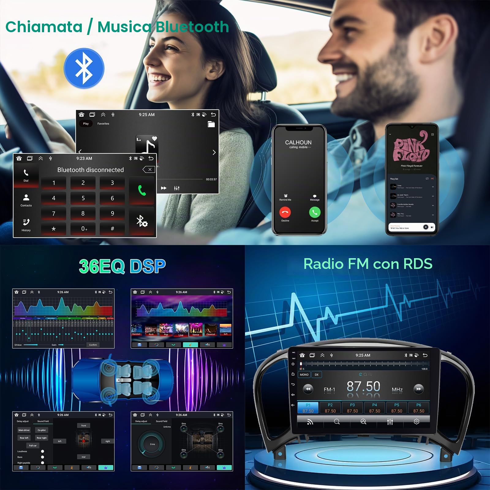 Hodozzy 4G+64G 8 Core Autoradio per Nissan Juke J15 2010-2019/YF15 Infiniti ESQ 2011-2017 Android 9 Pollici Touchscreen GPS Carplay Senza Fili Android Auto, Radio Bluetooth DSP WiFi RDS Telecamera