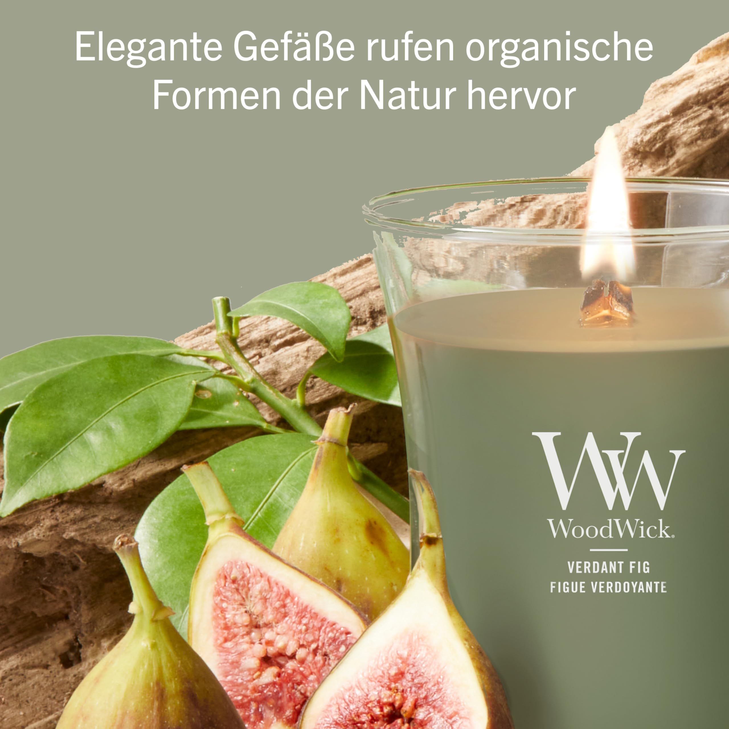 WoodWick Duftkerze | Große Sanduhr-Kerze | Verdant Fig | Perfekte Geschenke für Frauen