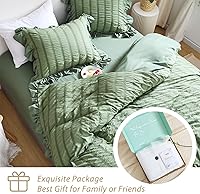 Vista 7 de MILDLY Funda de edredón con volantes tamaño King – Juego de ropa de cama de sirsaca con volantes bohemios y elegantes de 3 piezas, 100% microfibra