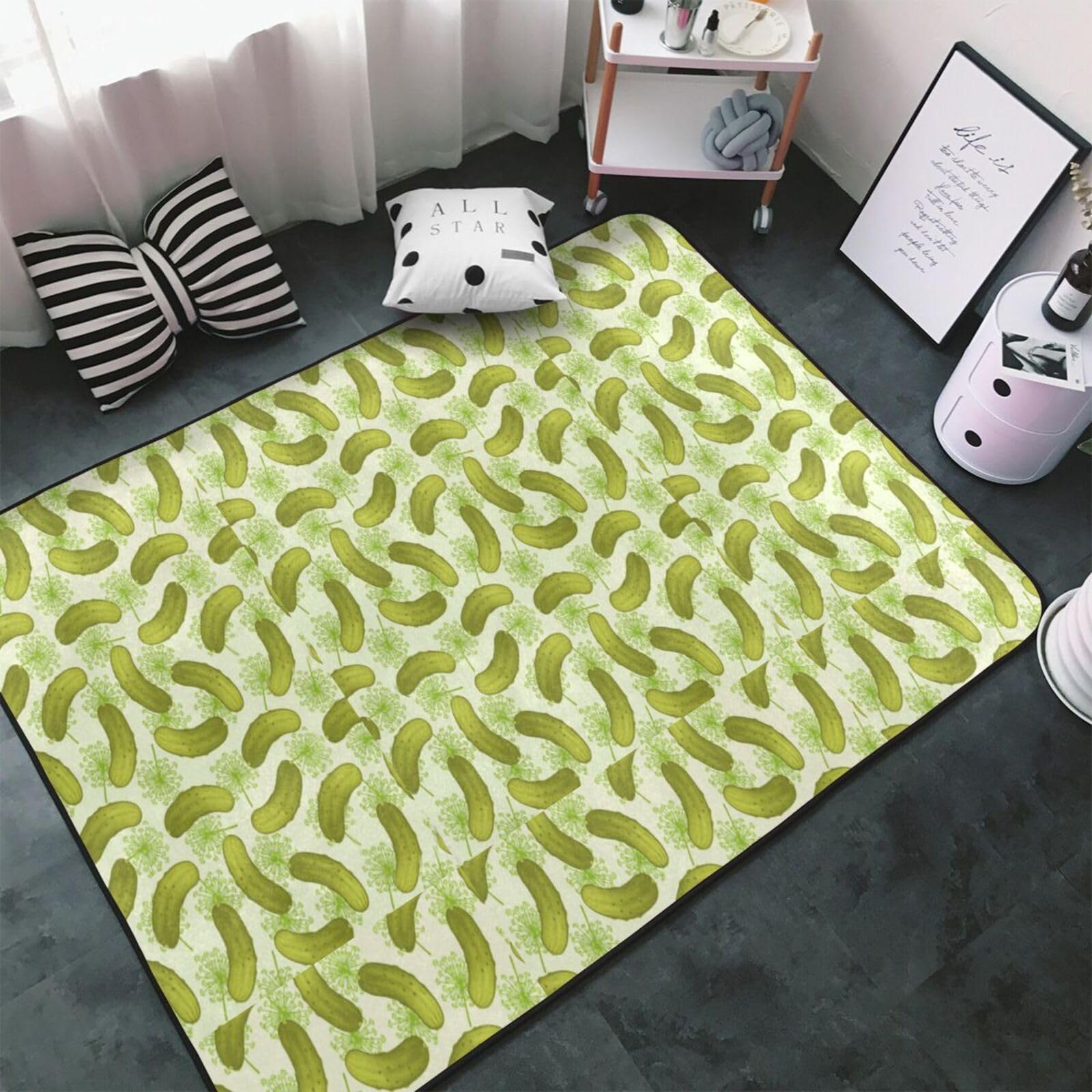 Essiggurken, Großer Teppich, rutschfeste Fußmatte für Wohnzimmer und Schlafzimmer, 150 x 100 cm