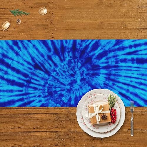 Miniatura 5 de Camino de mesa de Navidad con teñido anudado azul, decoración de mesa de comedor, decoración de Navidad, decoración de interiores del hogar, caminos