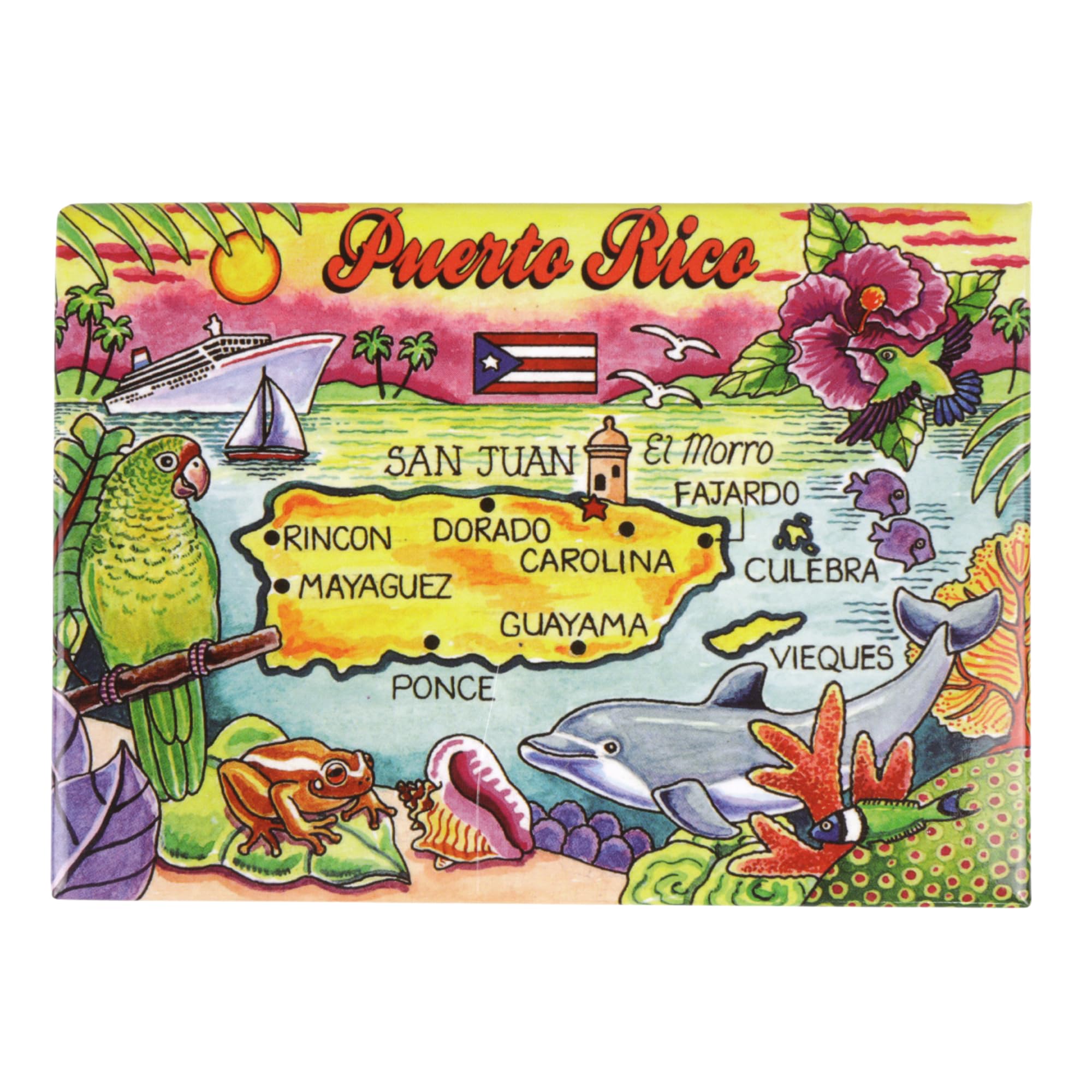 Photo 1 of **4** Puerto Rico Map Acrylic Magnet, Colorful Travel Souvenir, Refrigerator Accessory, 3.5 x 2.5 Inches