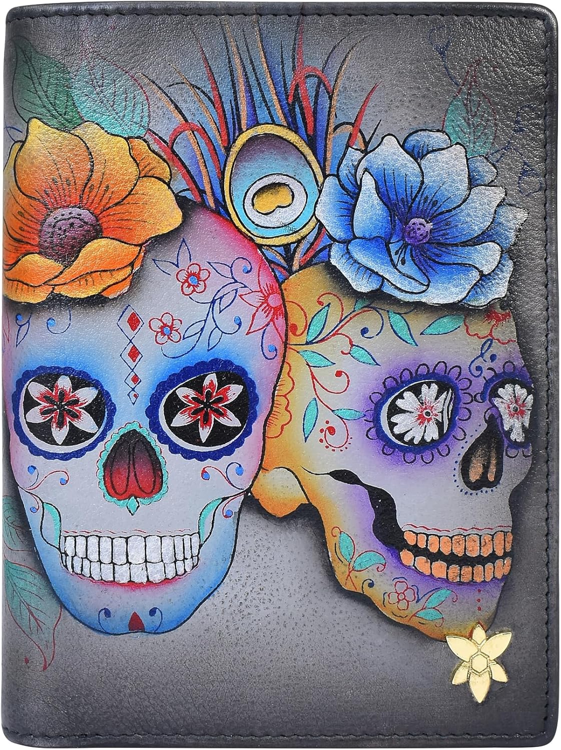Anuschka Women’s Original Genuine Leather Hand-Painted RFID Organizer - Calaveras de Azúcar