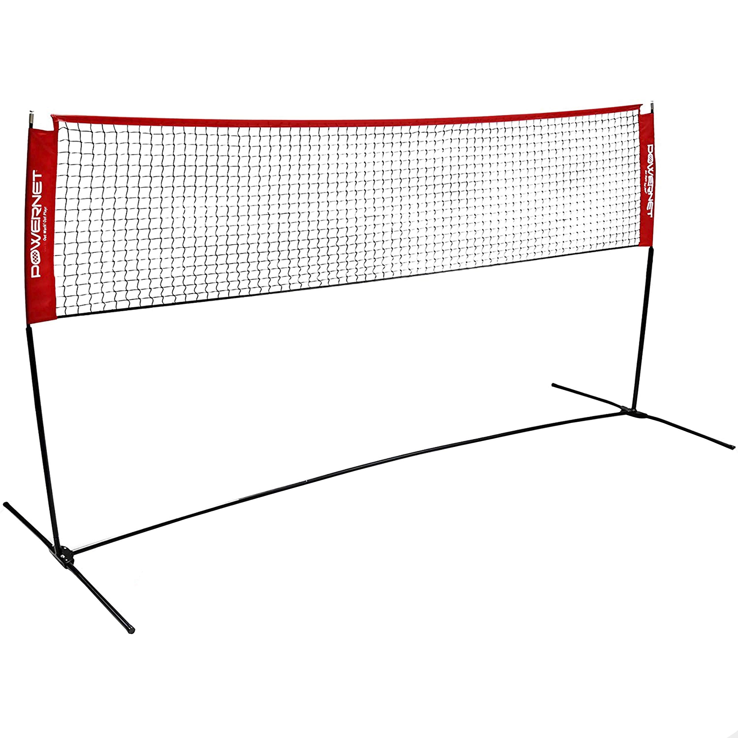 PowerNetPortable Badminton, Tennis, Volleyball, Pickleball Net | 10ft Wide | 3ft to 5ft Adjustable Height | Net and Frame | Driveway, Indoor, Outdoor, Beach, Street, Backyard | EZ Setup Collapsible