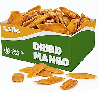 Fruitcraft Dried Mango No Sugar Added 5.5lbs | Pure, Fresh Mango Chunks Flavor in Bulk | All-Natural Dried Mangoes for Snacking, Baking, and More | Premium Dry Fruit Mango Slices