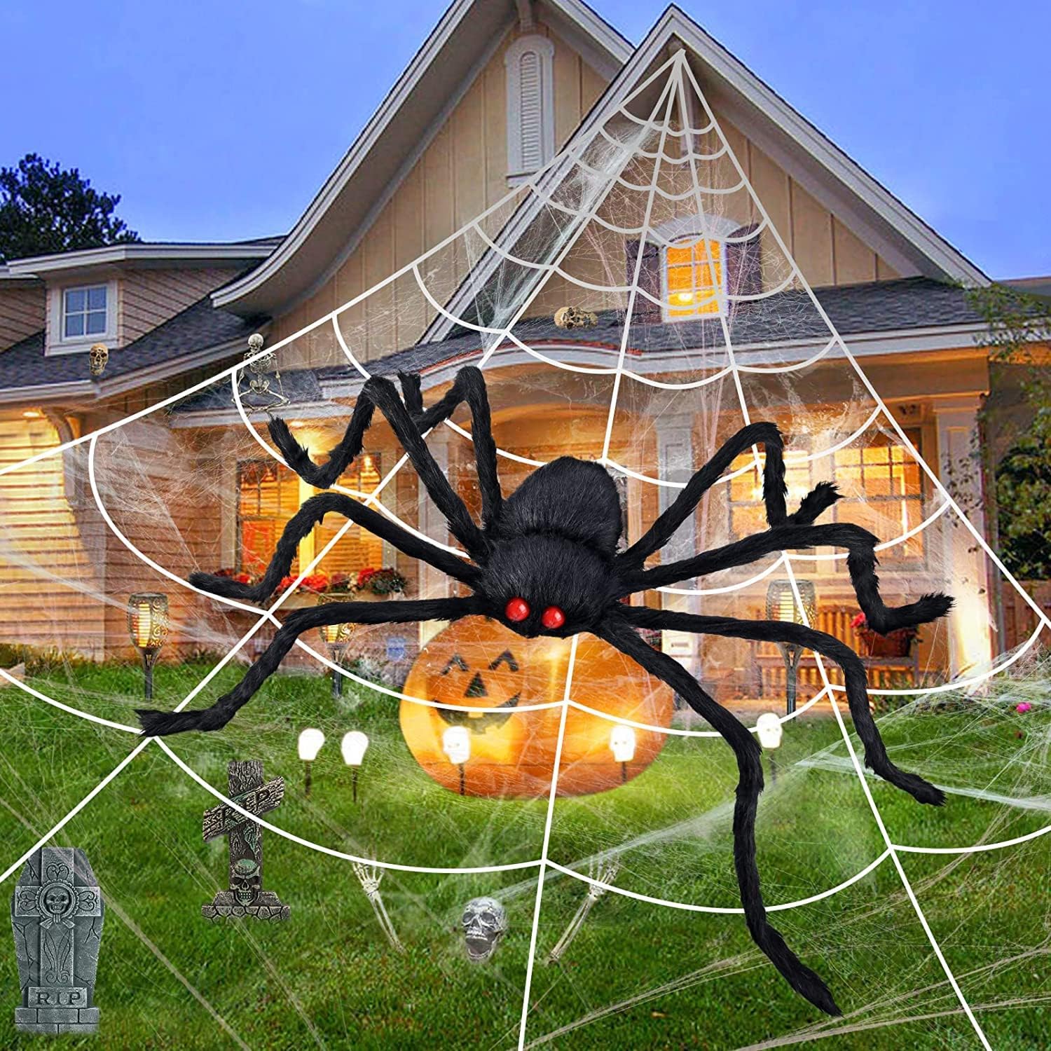 200" Outdoor Halloween Spider  + 50" Giant Spider Halloween
