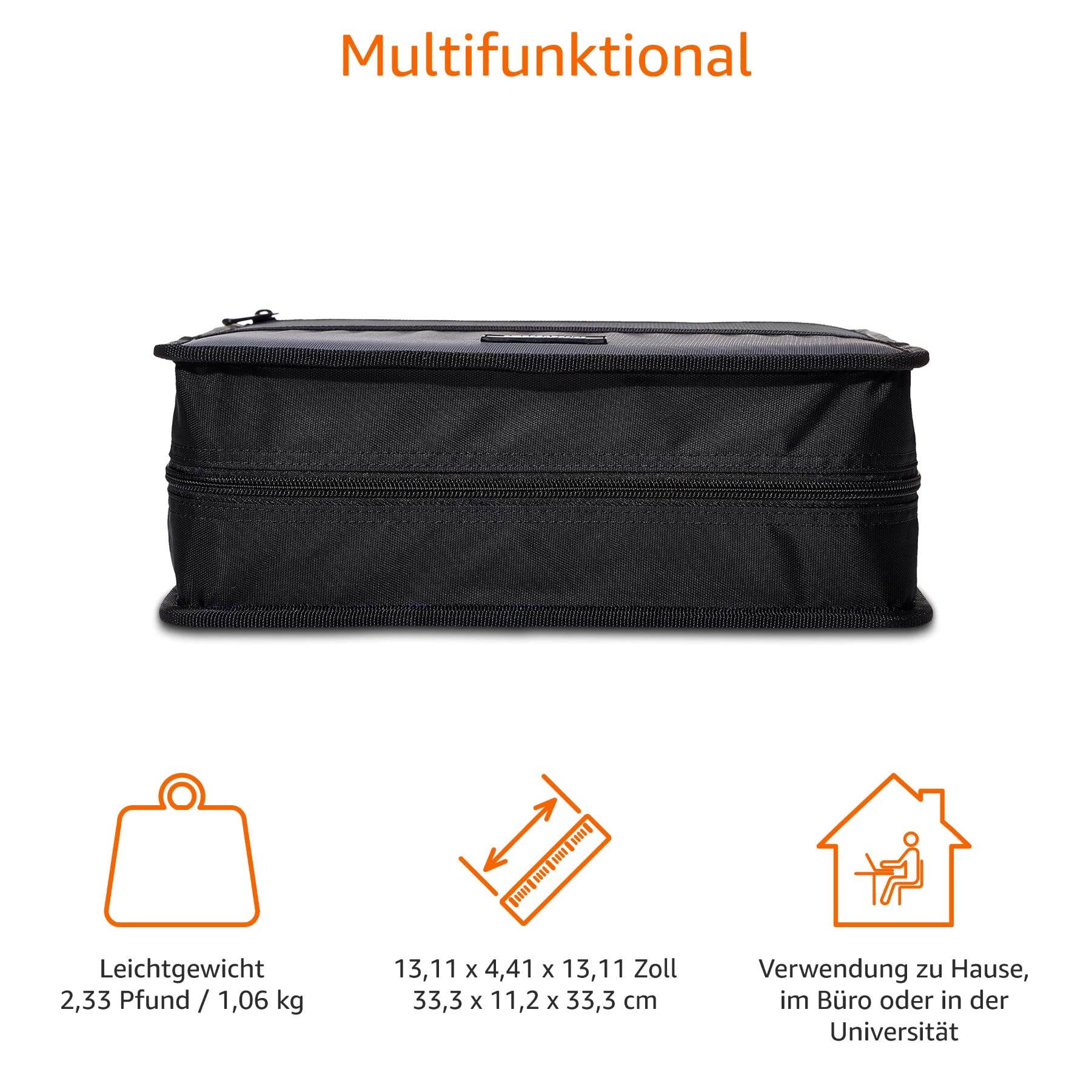 Amazon Basics - Ringbuch mit 3 Ringen und Reißverschluss - O-Ring, 7,62 cm, Schwarz
