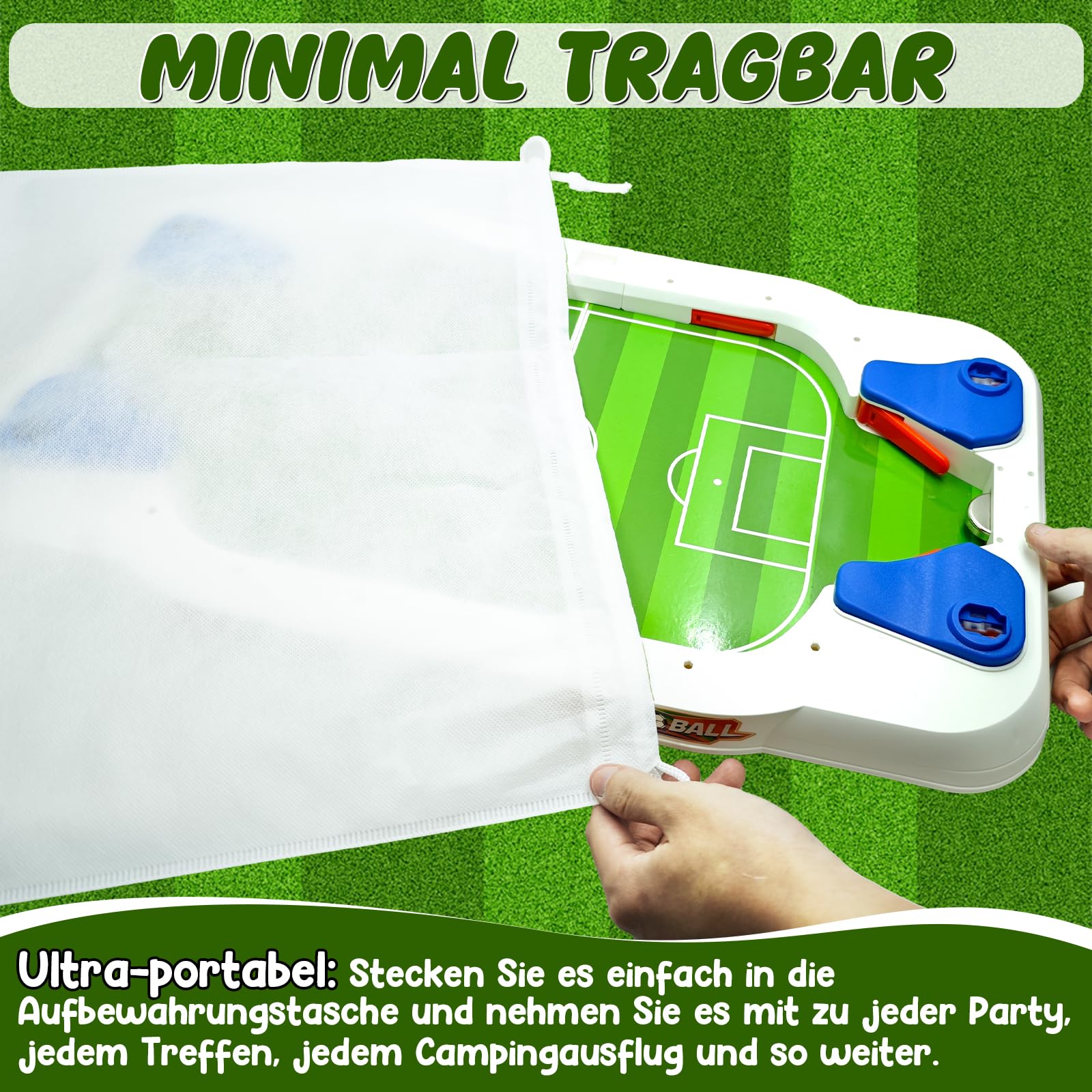 Mini Tischkicker Set, Tischfussball Kinder Brettspiel, Mit 6 Fußball Und Aufbewahrungstasche Handpunktezähler Aufkleber, Interaktives Fussballspiel Zur Geeignet Für Jungen 5-12 Jahre