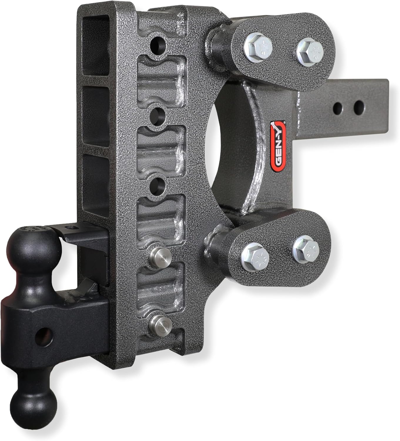 GEN-Y Hitch Heavy Duty Tow Hitch for 3" Receiver - 9" Drop/Rise with 5 Adjustable Positions, Includes Dual Ball Mount, Pintle Lock and Pins, 32,000 lbs Towing Capacity, 3,500 lbs Tongue Weight