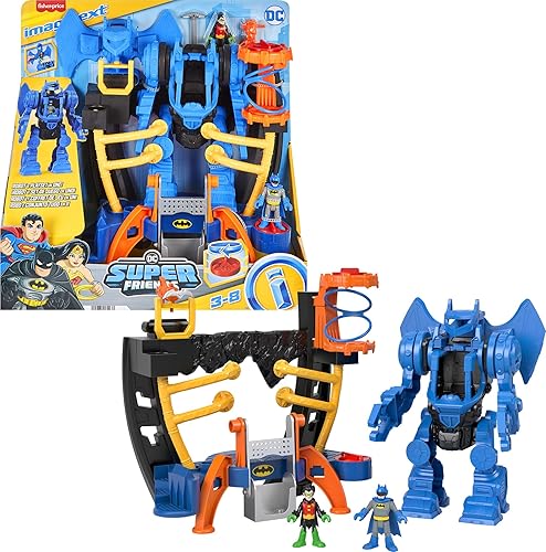 Fisher-Price Imaginext DC Super Friends - Juguete de Batman de Robo Command Center, juego y figuras, robot desmontable de 10 pulgadas para niños a