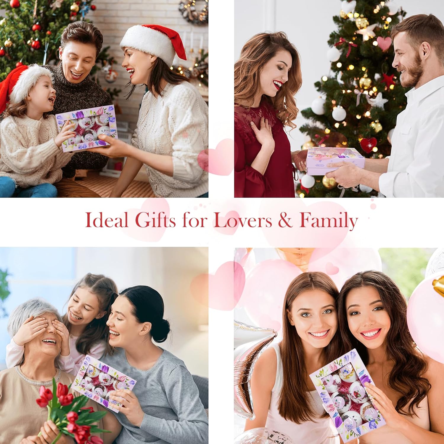 Aromatherapy Bath Bombs with Real Dried Flower Petals - 6 Pack Handmade SPA Gift Set for Women, Moisturizing Natural Essential Oil Fizzies for Stress Relief & Relaxation Home SPA - Image 7