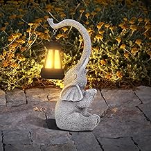 RICHIE Elephant Statue Garden Ornaments Art Outdoor Decoration with Solar Powered LED Lights Decor for Patio,Balcony,Yard, Mum Birthday Gifts,Garden Gifts for Women