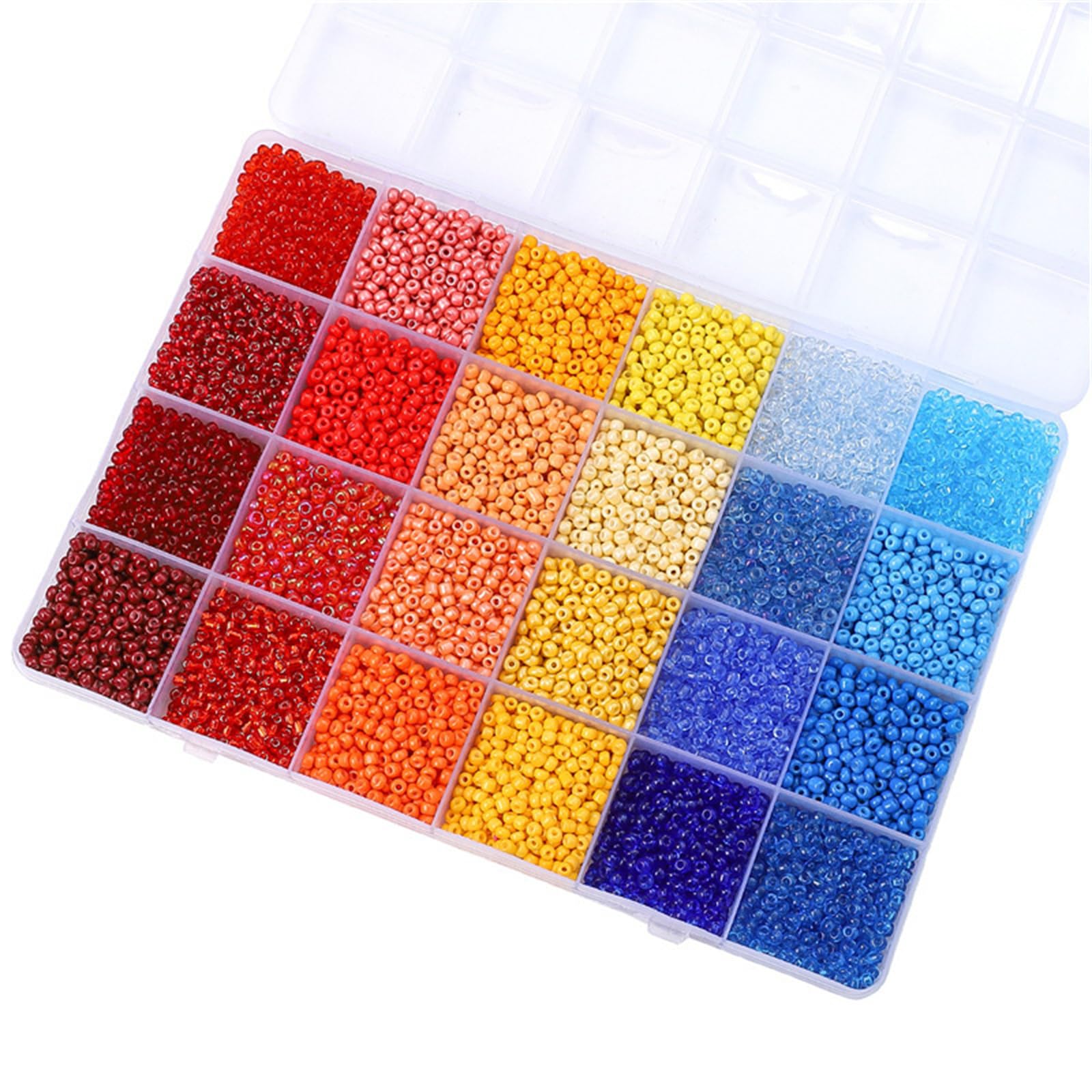 Jazuaiao Artisanal Beads Set Featuring 24 Grids Organizers and Assorted Glass for Creative Designs Jewelry Making Assortment Box