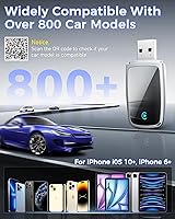 Vista 6 de Adaptador inalámbrico CarPlay para iPhone de Apple, convierte conexiones con cable a CarPlay inalámbrico, cero retraso, Plug-and-Play, compatible