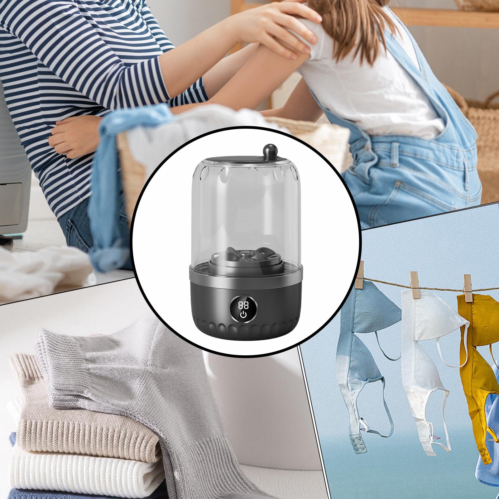 Mini Lavatrice Portatile 1L - Lavabiancheria Compatta Per Uso Domestico E Da Viaggio | Elettrodomestico Per Vestiti, Perfetta Per Hotel Campeggi Appartamenti Dormitori