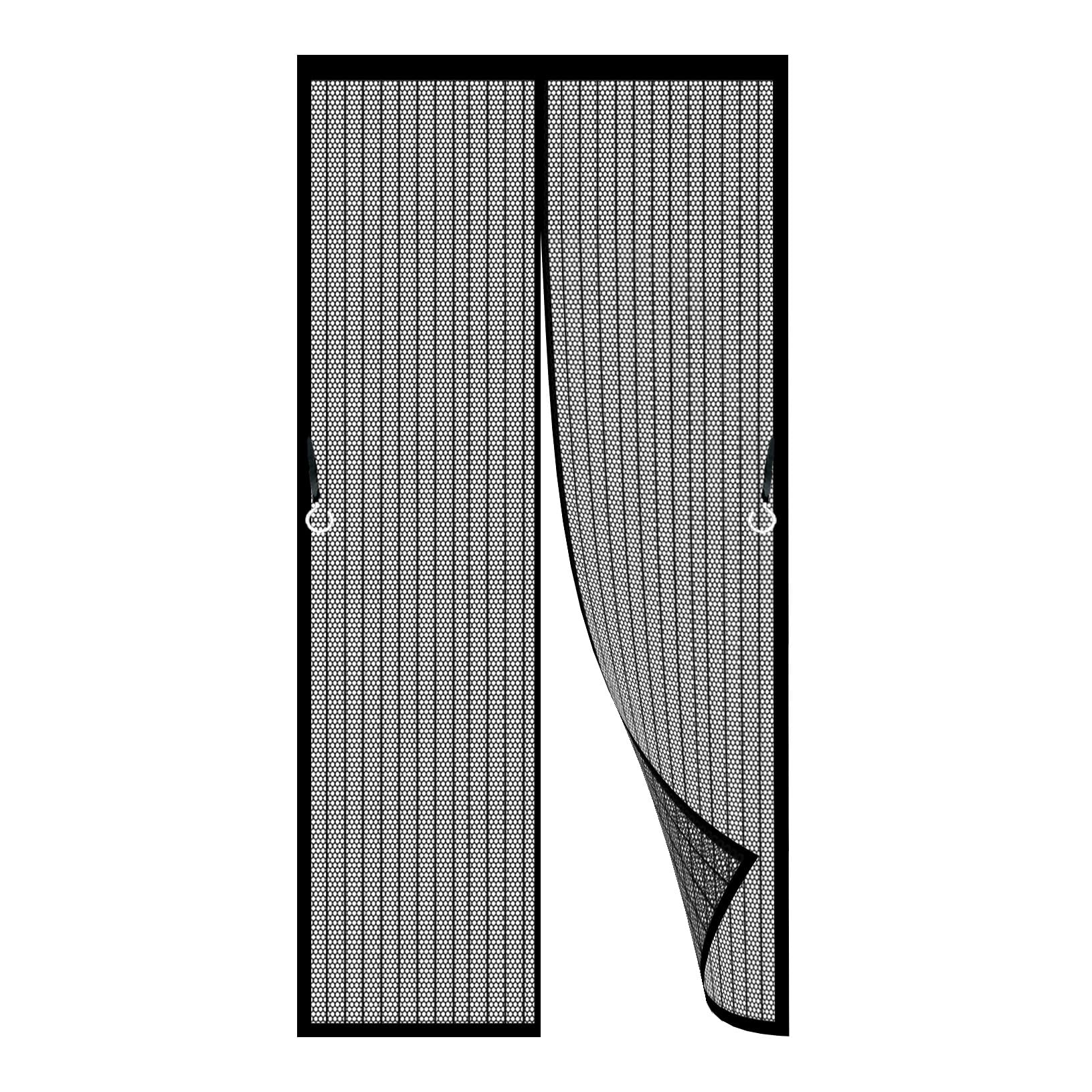 Magnetic Fly Screen Door 133 x 253 cm Durable Polyester Mesh, Keeps Bugs Out Fly Screen for Doors Easy to Install Without Drilling for Windows Doors Patio, Black