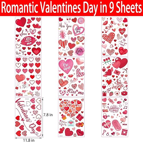 Miniatura 2 de 218 unidades de calcomanías para ventana del día de San Valentín, con forma de corazón, para ventanas de vidrio, decoración de ventanas de San