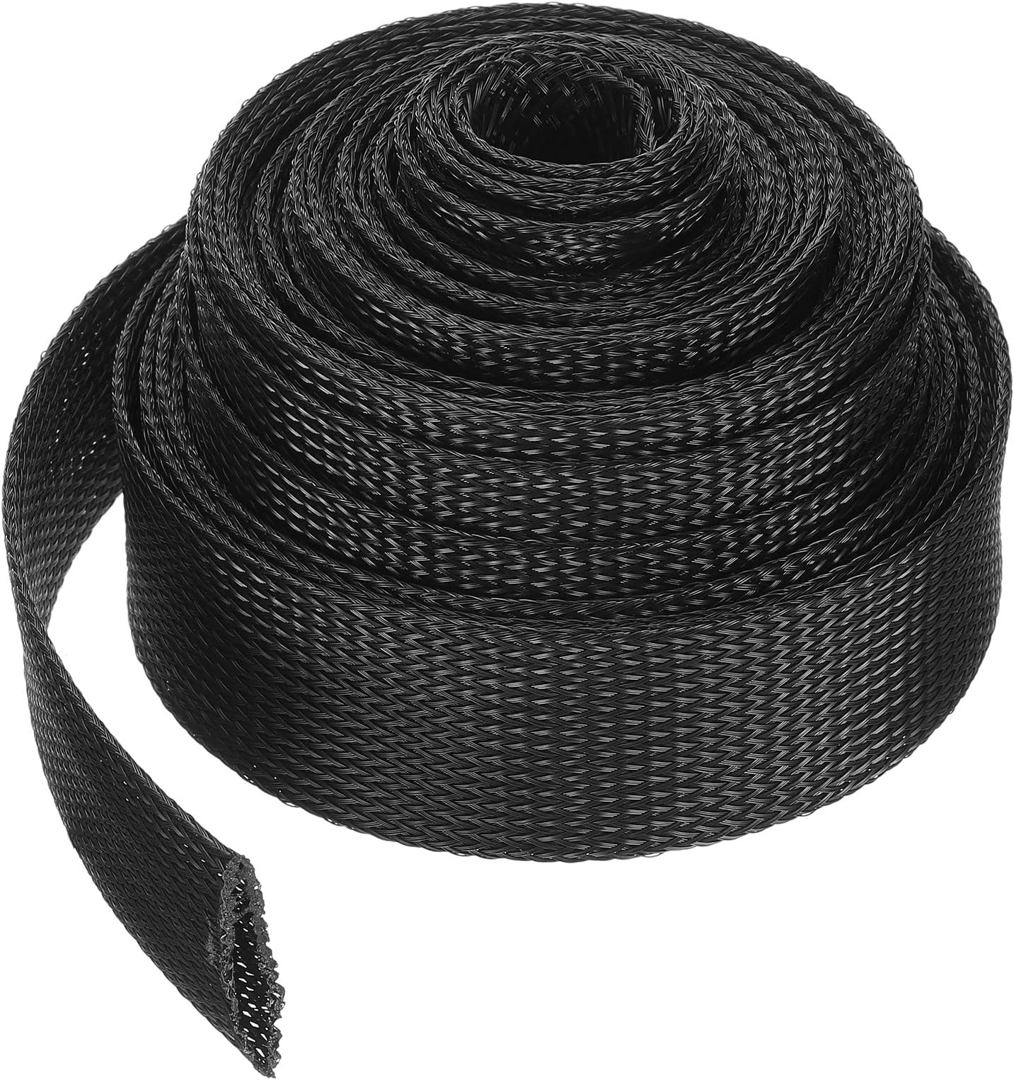 Cable Sleeving, 1.5 Inch - 25ft PET Braided Cable Sleeve, Expandable for TV/Computer/Home Theater/Other Devices - Black