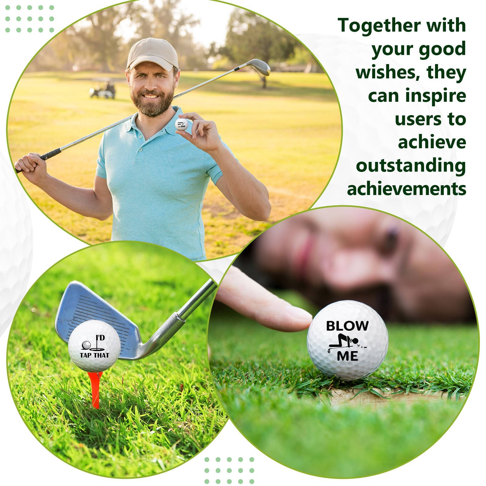 Threan 3 Pcs Golf Ball Gift Set Funny Novelty Golfer Present for Men Birthday Dad Golfing Fan One Standard Size Unit