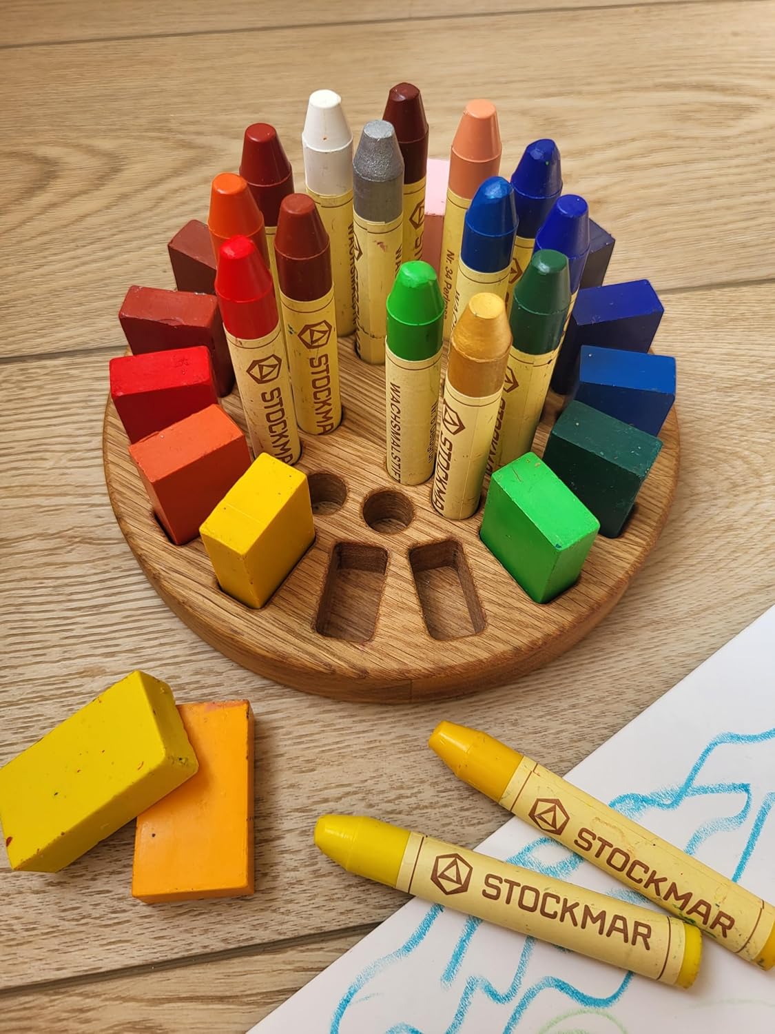 Waldorf crayon holder for Stockmar 16 blocks and 16 sticks, personalized gift for kids, desk organization, CRAYONS NOT INCLUDED