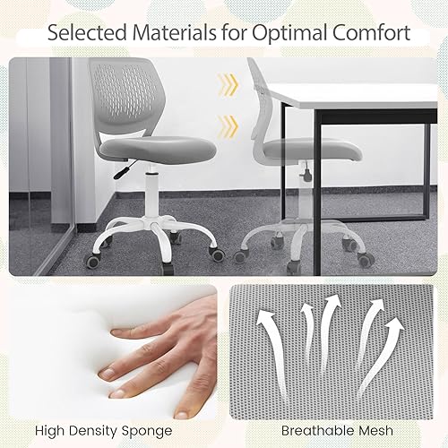 Miniatura 13 de POWERSTONE Silla pequeña de escritorio para oficina en casa, silla giratoria para computadora de estudio, silla de trabajo de altura ajustable con