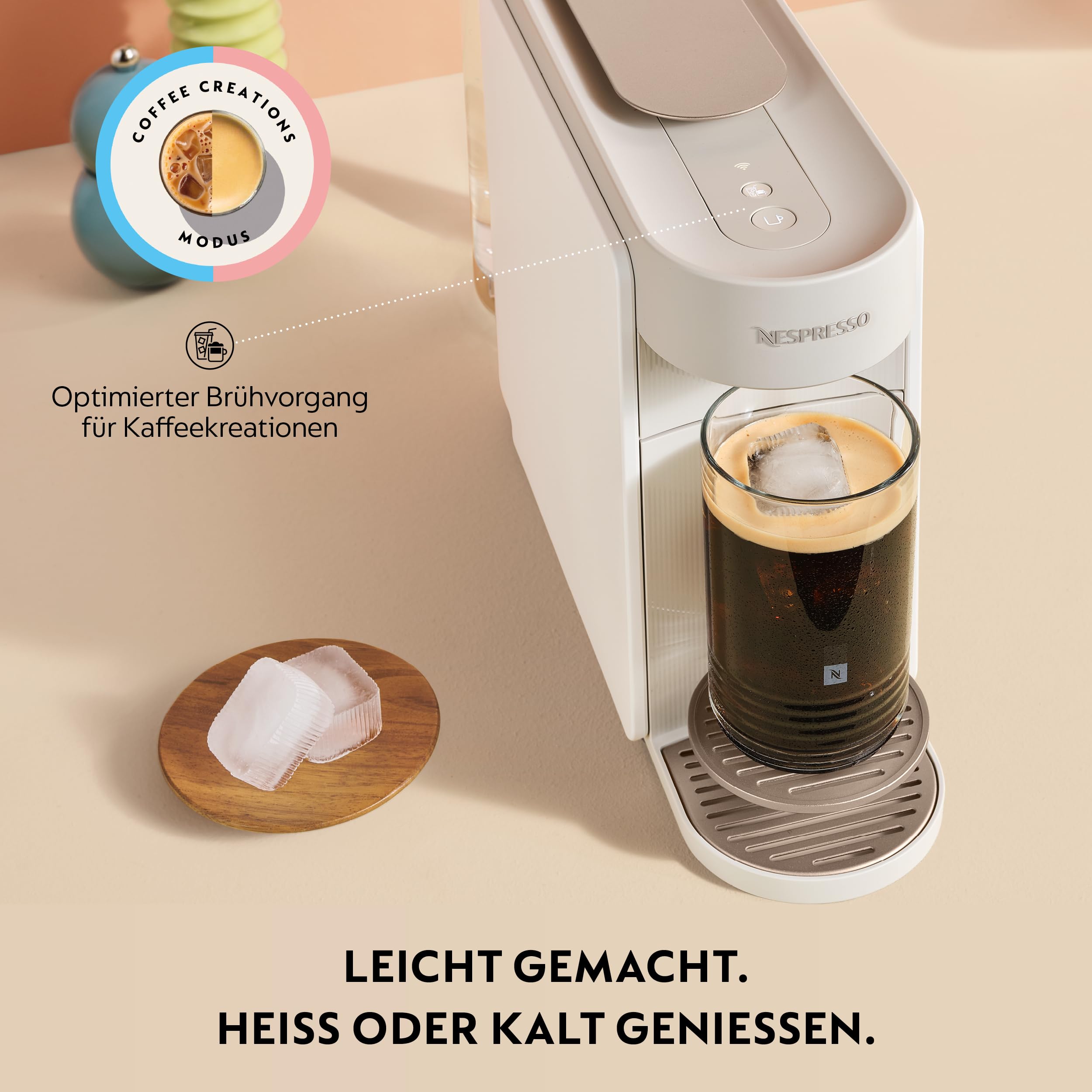 NESPRESSO Delonghi Vertuo Up Kaffeekapselmaschine für 5 Tassengrößen | 3 Sekunden Aufheizzeit | One Touch Kaffee Zubereitung | 1,4 L Wassertank | Kompaktes Design | Weiß (ENV200.W)