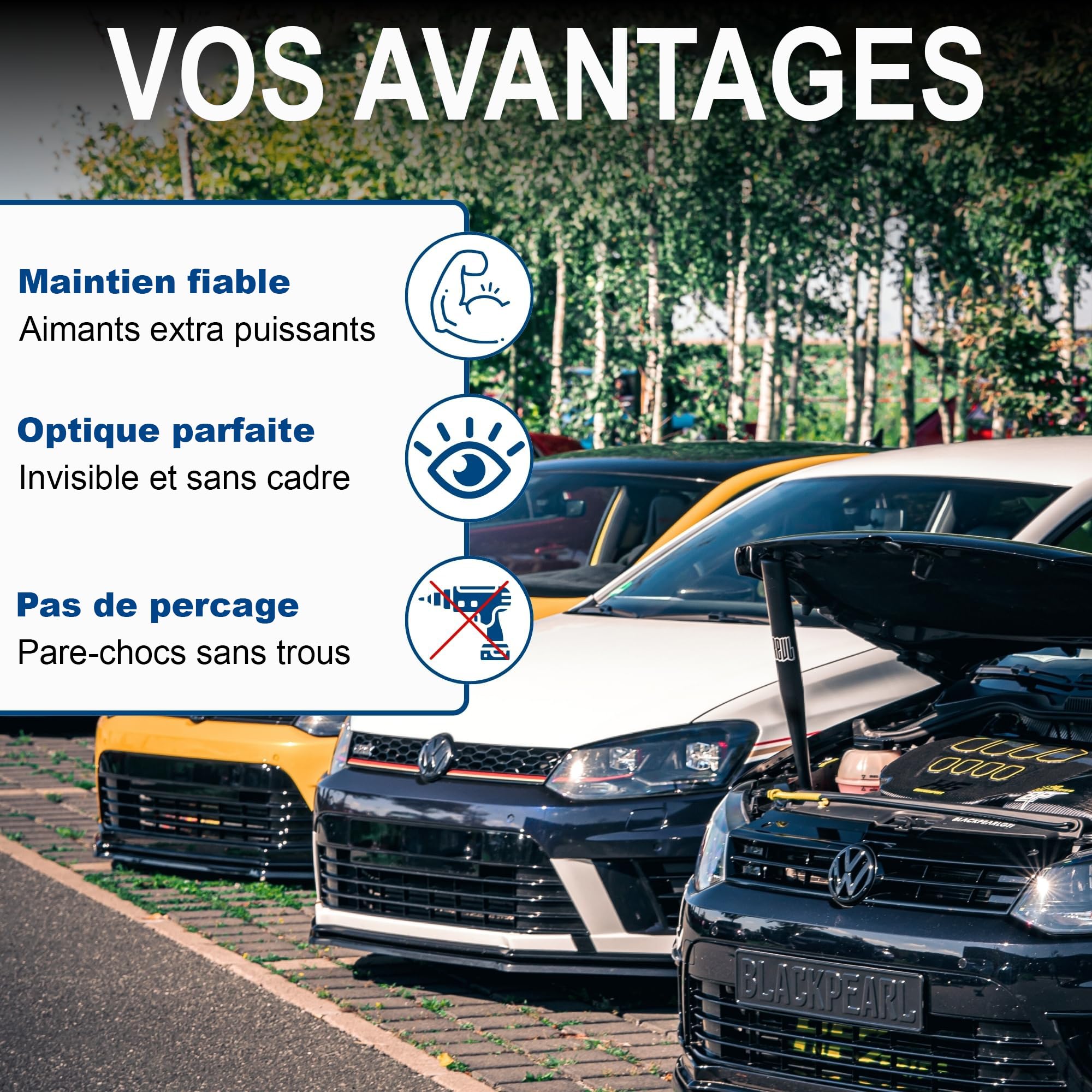 IVALITY® Support de Plaque d'immatriculation magnétique 100% Invisible - Support magnétique sans Cadre pour 1 Plaque d'immatriculation - Support de Plaque d'immatriculation France