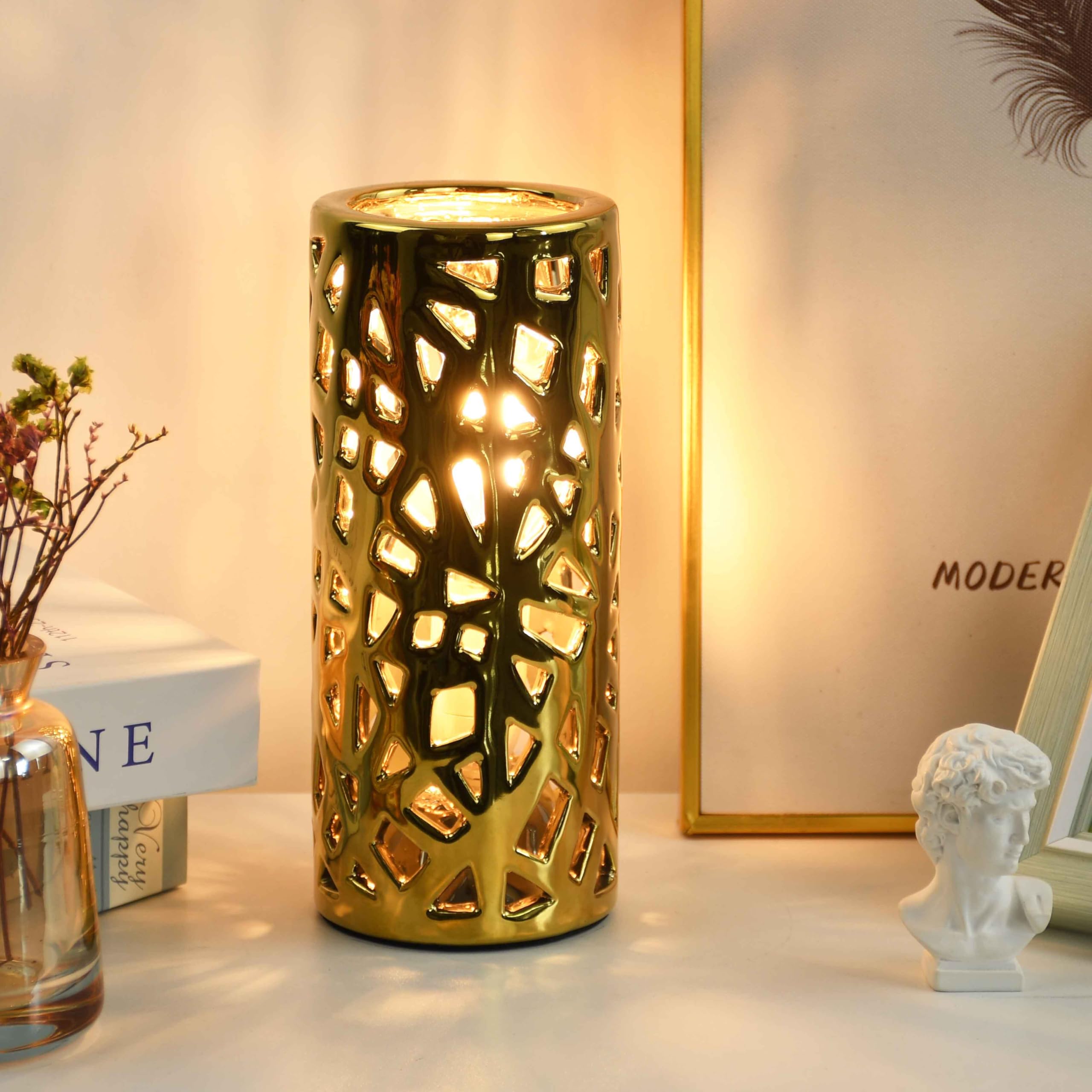 Lampwell Nave Small Table Lamp for Living Room as Bedside Table Lamp for Bedroom Modern Ceramic Table Lamp