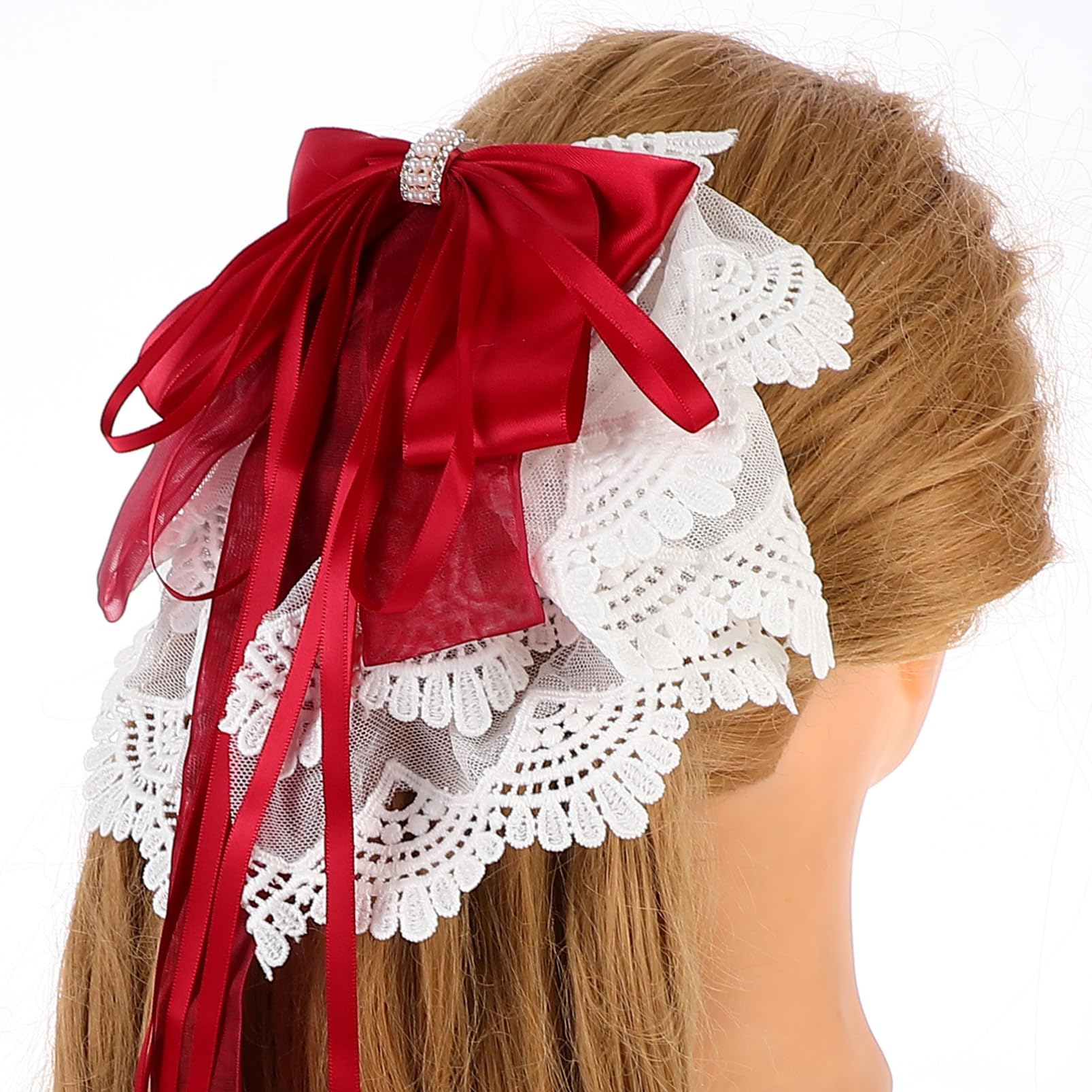FRCOLOR 2 Pezzi Eleganti Fermagli Per Con Fiocco A Molla Fermaglio Per in Pizzo Decorazione Alla Moda Per Ragazze